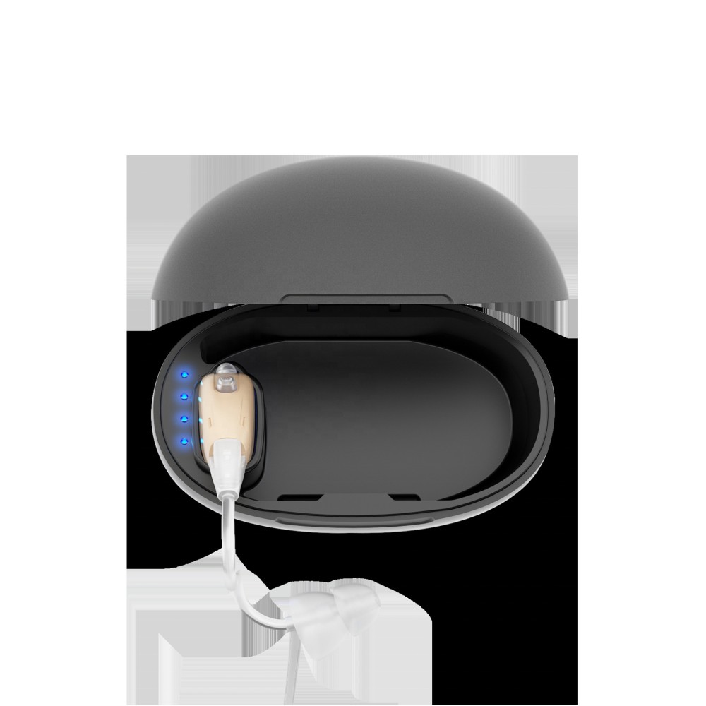 Rechargeable Hearing Aid with Charging Case, Single Pack