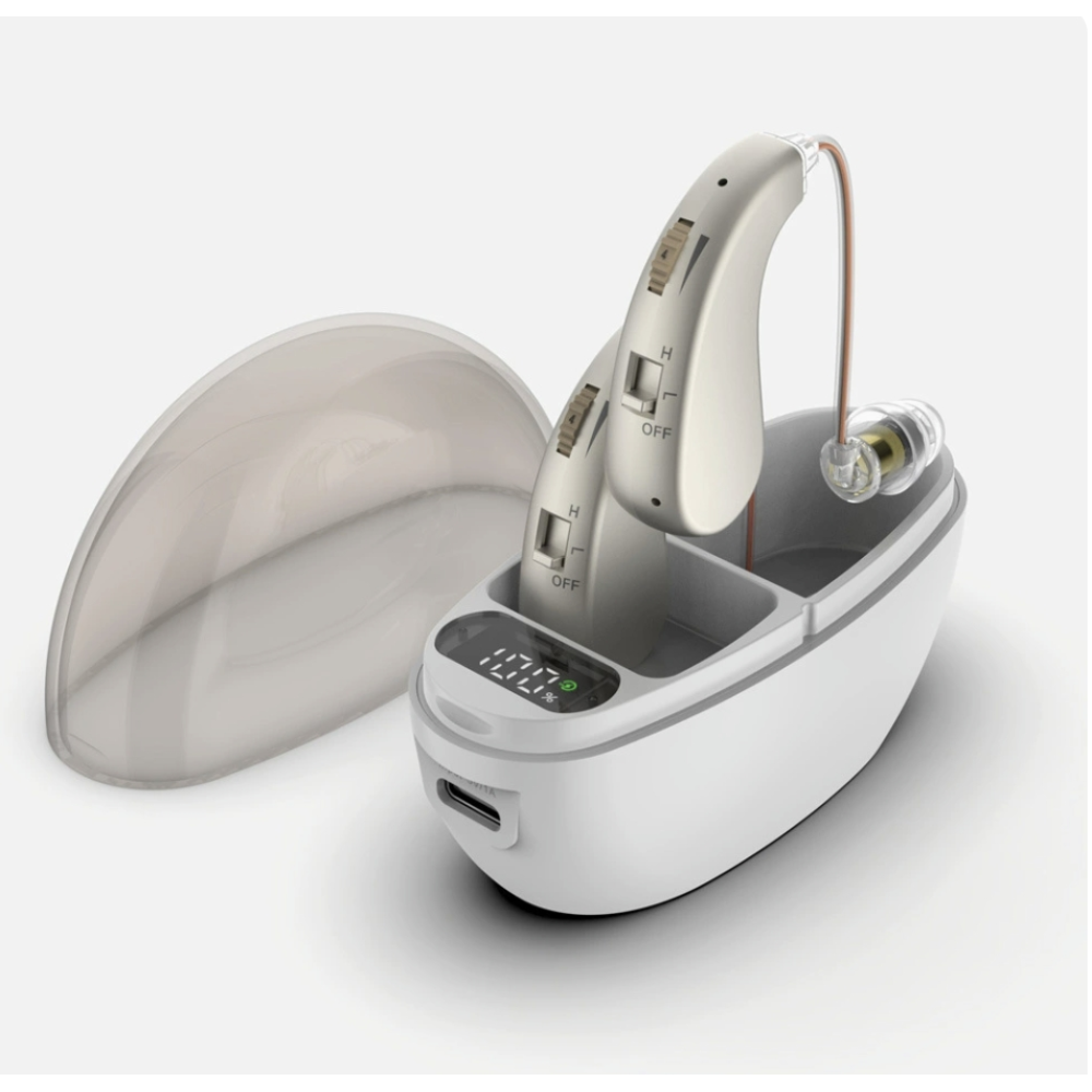 Mini Hearing Amplifiers Rechargeable Hearing Aid for Seniors with Charging Base LED Power Display Mini Hearing Amplifiers Rechargeable Hearing Aid for Seniors with Charging Base LED Power Display