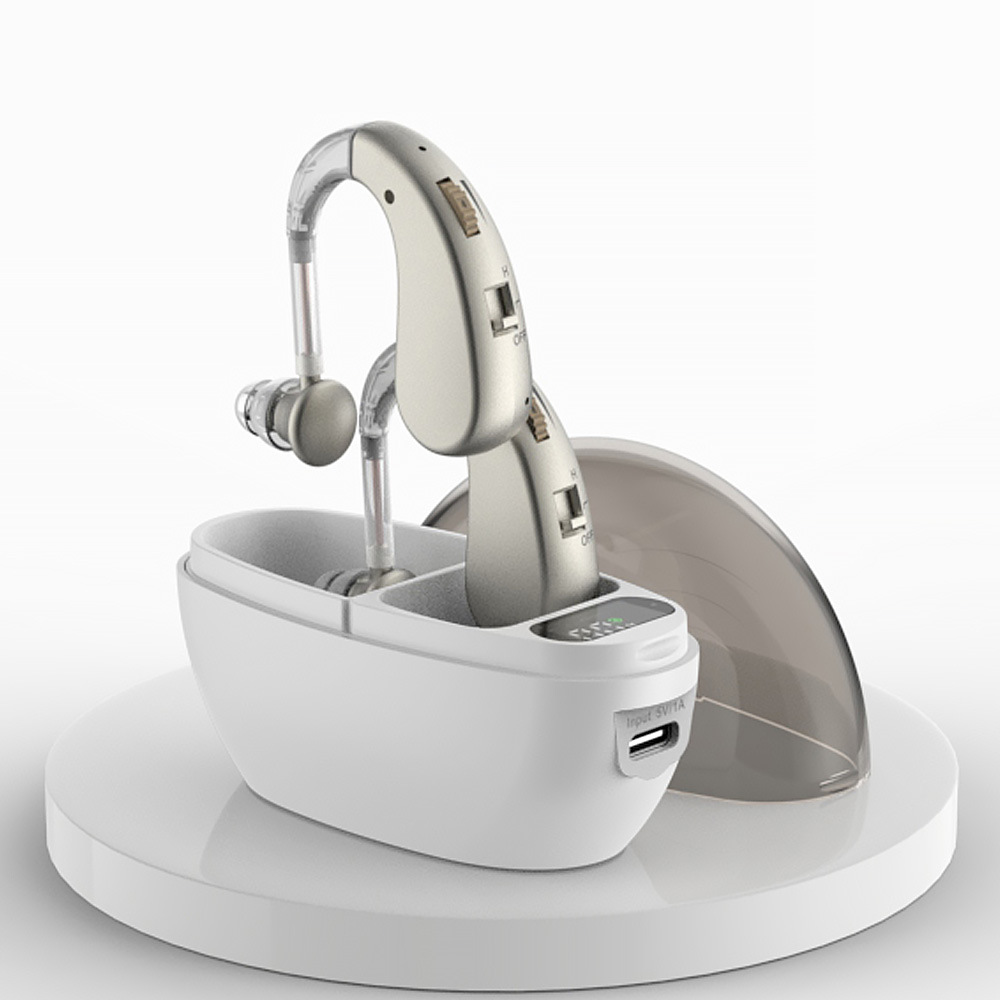 Mini Hearing Amplifiers Rechargeable Hearing Aid for Seniors with Charging Base LED Power Display Mini Hearing Amplifiers Rechargeable Hearing Aid for Seniors with Charging Base LED Power Display