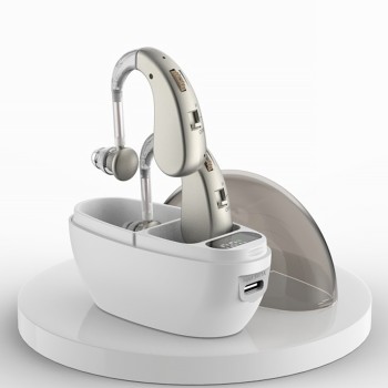 Mini Hearing Amplifiers Rechargeable Hearing Aid for Seniors with Charging Base LED Power Display